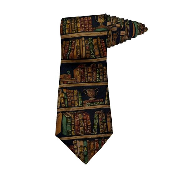 Alynn Neckwear Ex Libris Library Books Teacher Librarian Novelty Necktie Silk - Picture 1 of 7